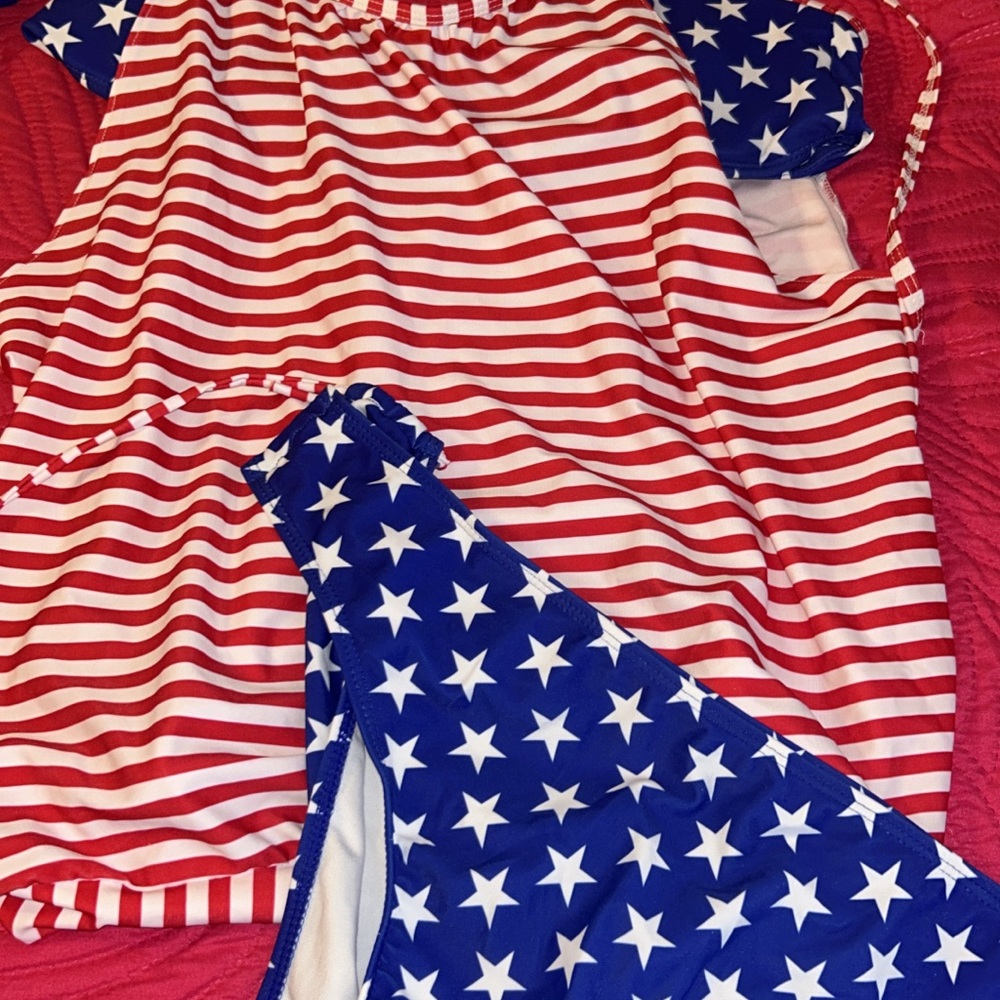 SHEIN Red and Blue Star Striped Swimsuit